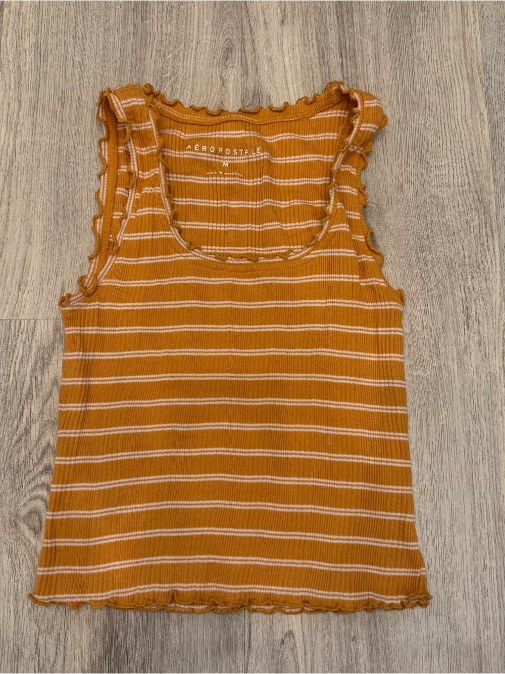 Aeropostale Orange Striped Ribbed Tank Top Size Medium